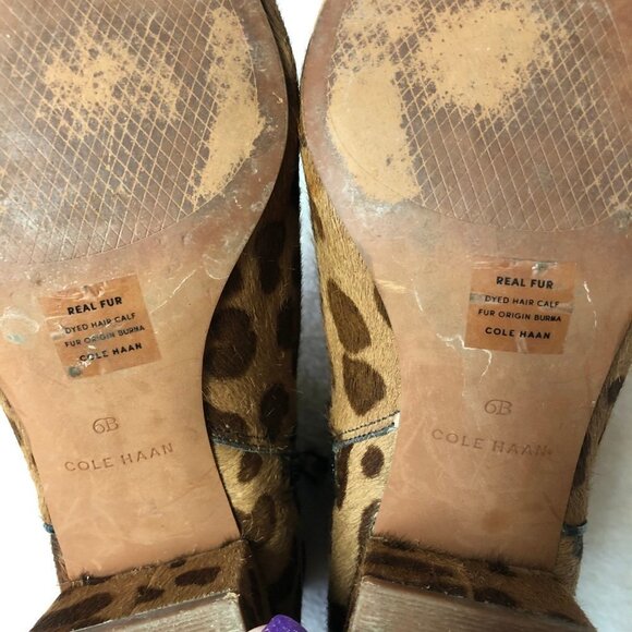 Cole Haan Elyse Ankle Zip Up Bootie, Leopard Calf Hair Size 6 - Picture 8 of 12